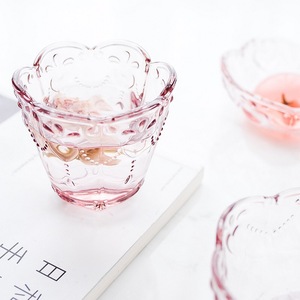 日式杯子玻璃樱花桃心喝水杯茶杯咖啡杯果汁杯牛奶花茶杯小水晶杯
