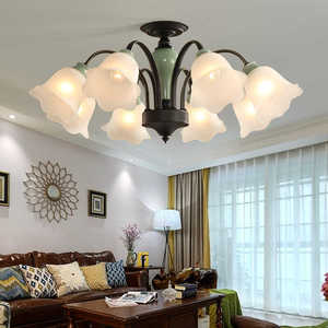 美式陶瓷客厅吊灯简约现代复古餐厅灯简欧式低户型主卧室吸顶灯具