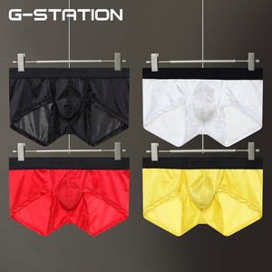 G-STATION绸缎感丝滑舒适Super Shine男士平角裤清爽透气低腰内裤