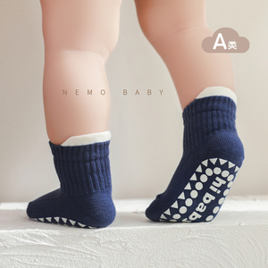 NEMOBABY婴儿学步袜子春秋薄款宝宝袜室内隔凉防滑儿童中筒地板袜