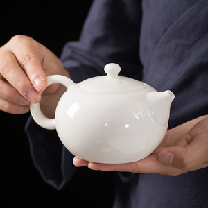 德化白瓷茶壶 象牙白西施壶纯手工猪油白功夫茶具陶瓷泡茶单壶