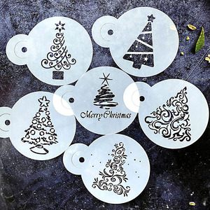 圣诞树造型节日蛋糕喷花模压花模翻糖镂空模板糖粉筛印花绘画模板