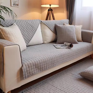 北欧纯棉简约现代素色沙发垫美式四季通用布艺沙发套罩巾垫子定制