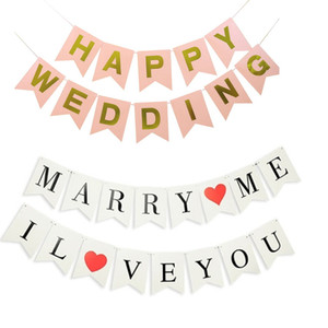 烫金结婚快乐HAPPYWEDDING字母鱼尾旗拉旗 婚房装饰气球横幅快乐