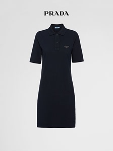 Prada/普拉达 24春夏新款三角标LOGO休闲百搭POLO领短袖连衣裙女