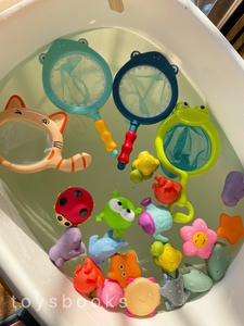儿童宝宝洗澡玩具乌龟海星喷水网捞鱼鲨鱼动物捏捏乐漂浮戏水浴室