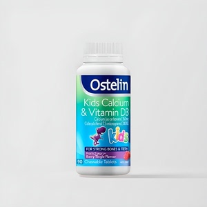 Ostelin奥斯特林儿童咀嚼钙片恐龙钙VD3补钙90粒进口2岁以上瓶装