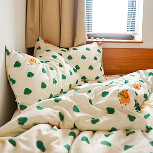 MOMO | 绿树小象 | 纯棉双层纱可爱单件床单床笠被套枕套床品