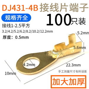 4.2mm圆形接线接地片汽摩托车电瓶电线接头纯铜接线端子DJ431-4B