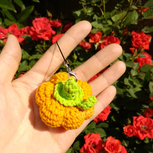南瓜创意可爱礼物万圣节毛线编织挂件手工diy材料包蔬菜钥匙扣环
