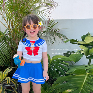 2024韩版儿童分体三件套女童泳衣美少女战士可爱款女宝宝泳装套装