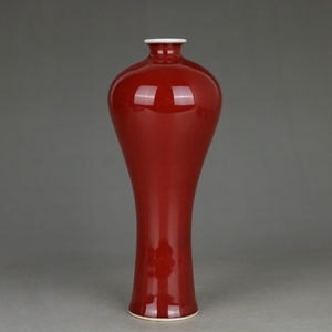 老厂瓷霁红釉梅瓶美人瓶细梅瓶民间古玩古董古瓷器老物件旧货收藏