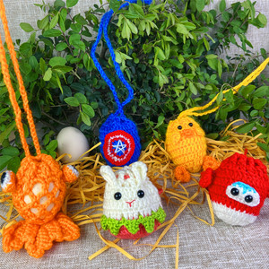 立夏幼儿园儿童蛋兜端午节五彩鸡蛋鸭蛋挂脖蛋网蛋袋手工编织成品