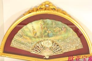 西洋洛可可风格人物情景手绘古扇相框装裱收藏宝品室内优雅装饰