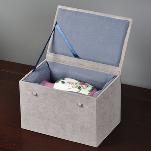 陶瓷大小花瓶长方形包装盒定制灰色绒布礼品盒高档工艺品空盒礼盒