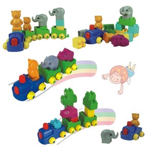 潜力火车头积木60件宝宝益智趣味大颗粒拼装拼搭塑料拼插建构玩具
