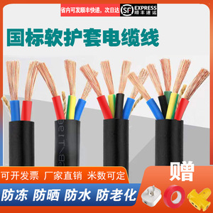 国标纯铜电线电缆线2芯3芯4芯075 1.5 2.5 4 6 10 16平方户外软线