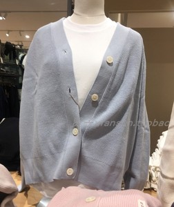 日本代购 无印良品 MUJI 不易变形 针织V领 毛衣开衫 女式