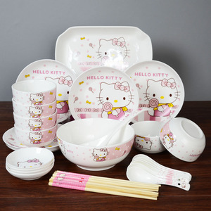 陶瓷家用碗碟套装儿童餐具宝宝卡通餐具套装韩式创意可爱汤面碗韩