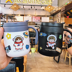 韩版简约办公室保温保冷杯男女情侣带手柄不锈钢咖啡杯泡茶水杯子