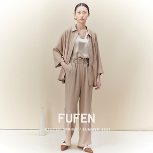 FUFEN福芬2023夏季女士宽松纯色衬衣简约舒适气质上衣CY-18503