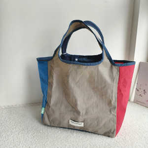 INS超火防水牛津布可折叠购物袋便携拼接环保收纳手提袋便当包