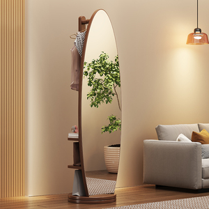 实木衣帽架落地卧室挂衣架带镜子一体客厅家用可移动多功能置物架