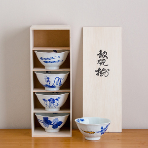 日本进口波佐见烧染旬饭碗餐具套装日式手绘陶瓷家用餐具送礼青花