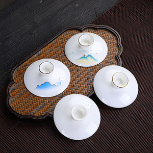 羊脂玉盖碗盖子大中小号陶瓷功夫泡茶盖碗配盖茶具盖子零配茶碗盖