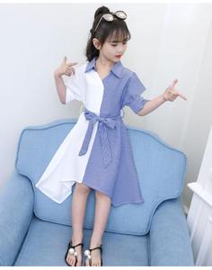 女童春夏短袖连衣裙2023新款韩版学生中大童洋气时尚公主裙亲子装