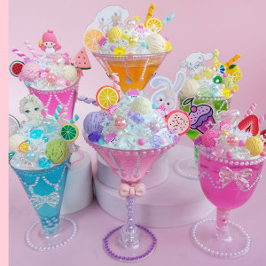 儿童手工制作diy材料包冰激凌杯水晶泥玩具甜品杯冰淇淋安全粘土