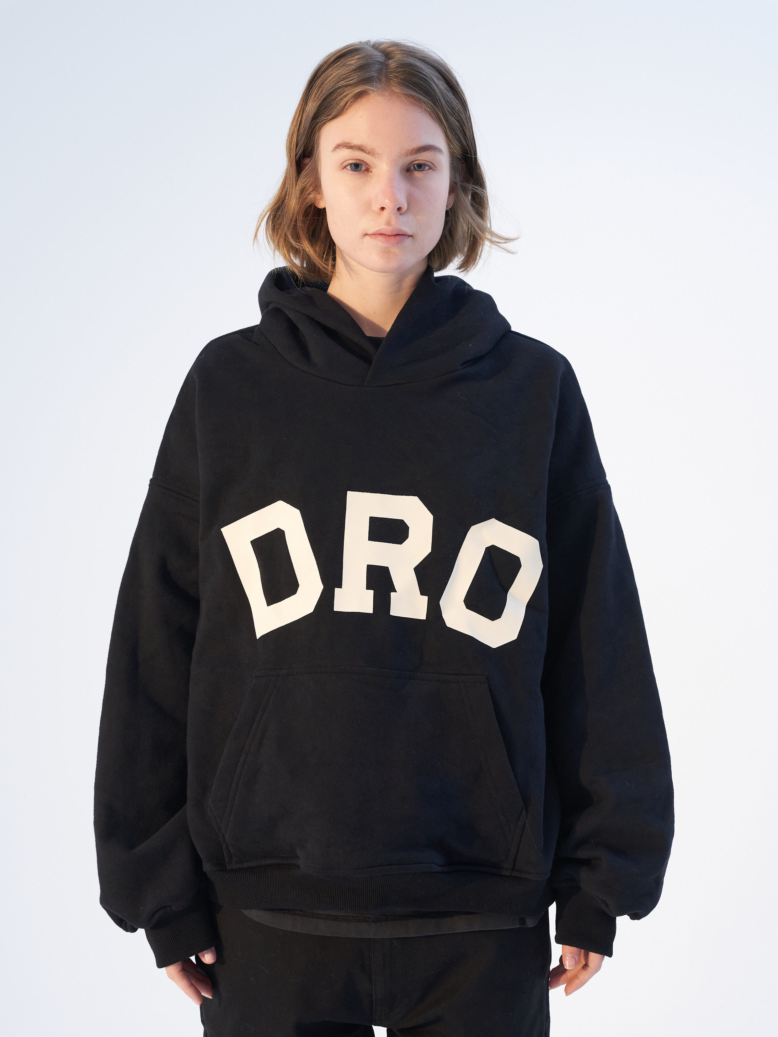 drowsiest青春街头百搭dro字母立体植绒套头连帽扣子卫衣潮牌男女