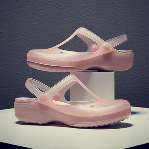 日本ZD洞洞鞋女款2024新款防滑防臭外穿厚底夏季沙滩果冻包头凉鞋