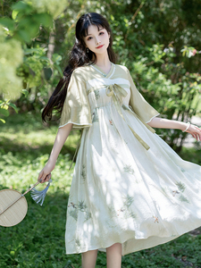 2024夏季新中式古风汉服公主裙改良微胖小个子连衣裙超仙女气森系