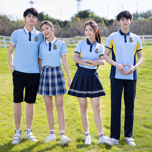 班服学院风高中生夏季毕业照短袖T恤韩版校服套装运动会初中学生