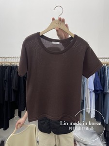 （一件包韩国直邮）东大门女装代购新款IDEE-A圆领净色短袖T恤衫