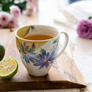 日本美浓烧ceramic 蓝陶瓷茶杯水杯咖啡杯十二月花语生日礼马克杯