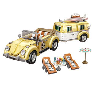 loz小颗粒积木迷你甲壳虫旅行车益智拼装玩具成人高难度汽车模型