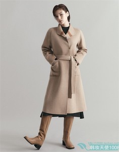DAKS高端女装韩国正品代购23冬款时尚羊毛毛呢大衣DLCO3D901 W3棕