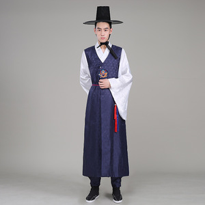 现货男士古装韩服传统宫廷官服韩服长袍朝鲜少数民族服装演出服装