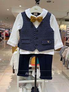 韩国中小童装 21春款男宝儿童韩周岁服帅气假两件绅士礼服套装L4