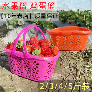 草莓篮子新塑料水果樱桃蓝莓采摘杨梅手提鸡蛋筐梅花篮2/3/4/5斤