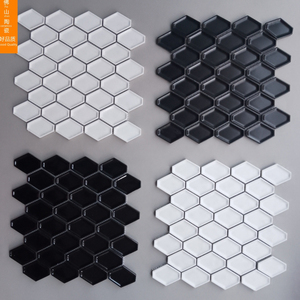 黑白灰色凹凸六角陶瓷马赛克瓷砖墙砖酒店餐厅厨房吧台卫生间拼图