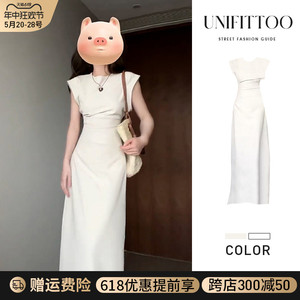 白色连衣裙子2024新款夏季法式收腰小众设计显瘦修身长裙高端精致