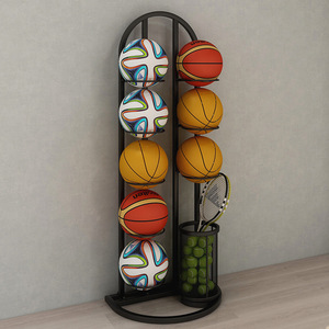篮球双排收纳架儿童体育运动球类落地置物框网球足球拍室内摆放筐