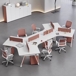 钢架异形创意三人位职员办公桌椅组合6人员工位简约现代工作台