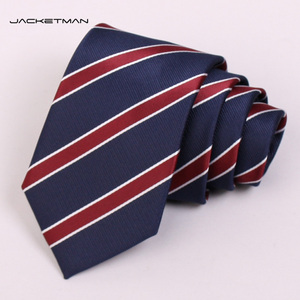 Jacketman领带男士正装商务韩版7cm酒红藏蓝白色斜纹领带英伦款