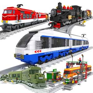 奥斯尼积木大型火车拼装玩具和谐号动车组装男孩子益智力生日礼物