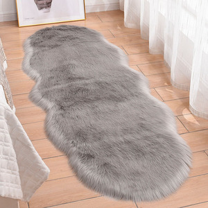 加厚长毛绒地毯卧室床边毯不规则仿羊毛纯色地垫毛毛装饰毯衣帽间