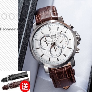新款卡西欧手表皮带时尚潮流休闲机械计时三眼防水石英男表BEM506